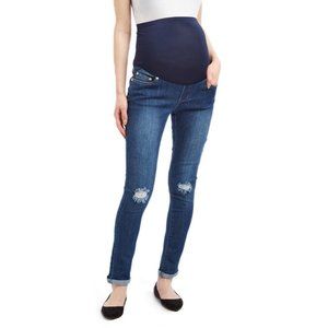 Over-Belly Distressed Maternity Skinny Jeans